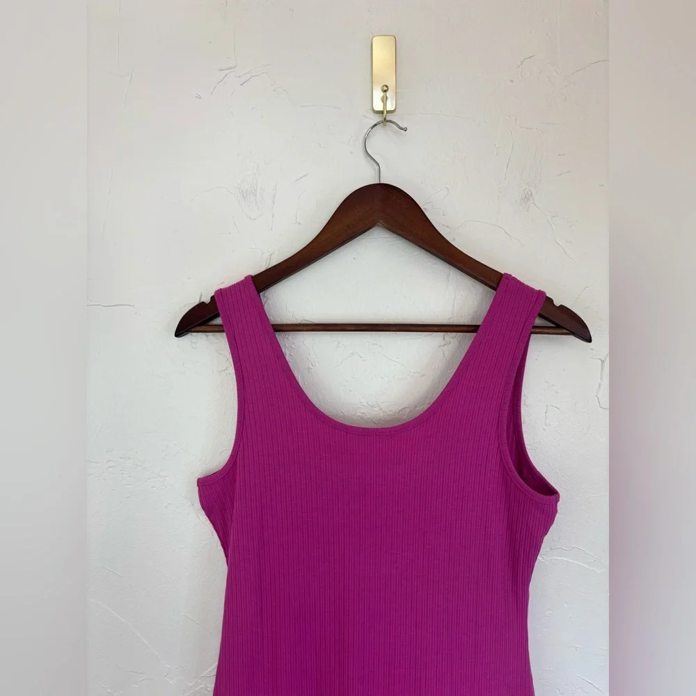 SUNRO Pink Dress Sleeveless Tight Ribbed Vacation Summer Bodycon Cups Sexy Large